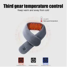 TENGOO 3 Gears Electric Heating Scarf 80-100cm Adjustable USB Rechargeable Uniex Fashion Winter Warm Neckerchief Plush Collar