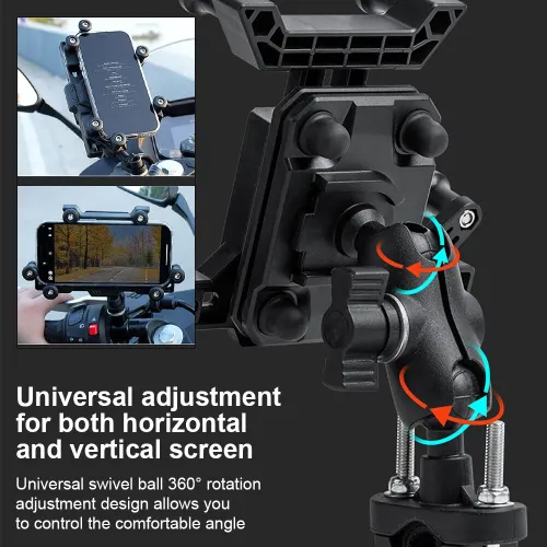 XANE360 Rotation Adjustment 4.7''-7.0'' Shockproof Bicycle Phone Holder for Motorcycle Bike Handlebar Rearview Mirror Mount