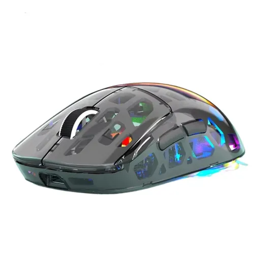 K-Snake BM560 Tri-Mode Wireless Mouse 3600DPI 83g Lightweight RGB Transparent Shell 600mAh Rechargeable Battery Bluetooth 2.4G Wired Esports Gaming Mice