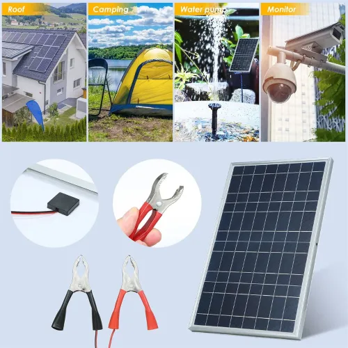 IPRee 10W 12V Solar Panel Charger USB Port Photovoltaic Power Bank Kit Portable Solar Battery Charger for Home/Outdoor Camping/RV/Car