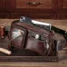 BULLCAPTAIN Men's Genuine Leather Waist Bag Large Capacity Chest Bag Outdoor Sports Zipper Fanny Packs