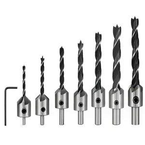 5/8PCS Countersink Drill Bit Set HSS4241 Titanium Coated 90 Chamfer 3-10mm Round Handle High-Speed Steel for Wood Metal Plastic