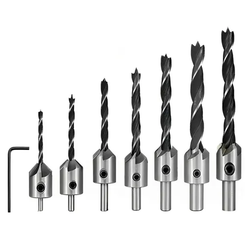5/8PCS Countersink Drill Bit Set HSS4241 Titanium Coated 90 Chamfer 3-10mm Round Handle High-Speed Steel for Wood Metal Plastic