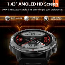 Weofly Explorer 1.43inch AMOLED Display AI Voice Assistant bluetooth Call Heart Rate Blood Pressure Blood Oxygen Monitor Sleep Monitoring Breathing Exercise Female Health Multi-sport Modes IP68 Waterproof Smart Watch