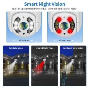 Hiseeu WHD818 X64 WIFI IP Camera 8MP PTZ Control iCSee App 5X Zoom 3840x2160 HD Night Vision Two-Way Audio AI Human Detection Waterproof App Controlled Security Camera