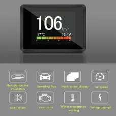 Car HUD Head-Up Display Obd Speed Fuel Consumption Water Temperature Voltage Overspeed Alarm HD Head-Up Display