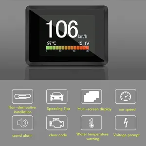 Car HUD Head-Up Display Obd Speed Fuel Consumption Water Temperature Voltage Overspeed Alarm HD Head-Up Display