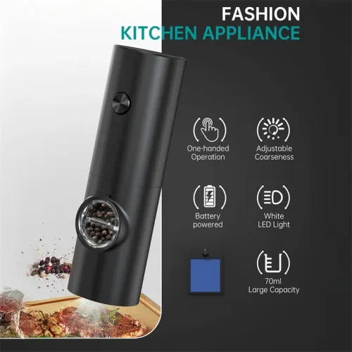 IPRee Automatic Electric Salt and Pepper Grinder Set Battery Powered with Ceramic Grinder Core Adjustable Coarseness LELight Dual Chamber Kitchen Gadgets Spice Mill