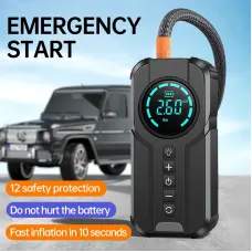 2000A 16000mAh Car Jump Starter with Air Compressor Power Bank Portable Pump Wireless Inflation Emergency Battery Booster