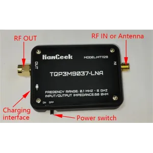 MT1129 Low Noise Amplifier 100KHz to 6GHz Ultra Low Noise Figure High Gain SMA Type C Rechargeable SDR Spectrum Analyzer Radio Receiver Amplifier
