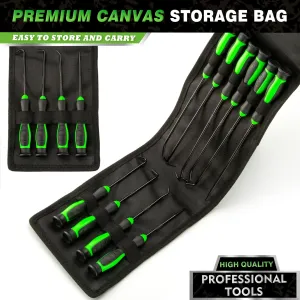 10pcs Chrome Vanadium Steel Seal Hook Driver Puller Set Ergonomic Glue-Coated Handle ASME Standard Premium Canvas Bag