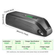 EU/USA Direct HANIWINNEHA193 48V 13Ah 624Wh Downtube E-Bike Battery- Powered by High-Quality 18650 Lithium-ion Cells | 20A BM| with Charger | Fits 48V 250W-750W Motor
