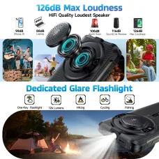 Ulefone RugKing AI 126dB Loud Speaker 16GB 256GB 50MP Camera 9600mAh 5.99 inch Android 15 NFC Unisoc T7255 IP68 IP69K Waterproof 4G Rugged Smartphone