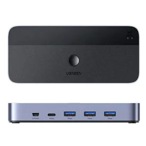 UGREEN CM664 USB3.0 HD KVM Switch 2 in 1 Out Splitter Support 4K60Hz for 2 Computers Sharing 1 Monitor Keyboard Mouse