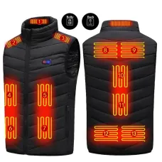 TENGOO HV-13 Electric Heated Vest - 13 Heating Areas Loose Fit for Unisex, USB Chargeable & Waterproof for Winter Outdoors