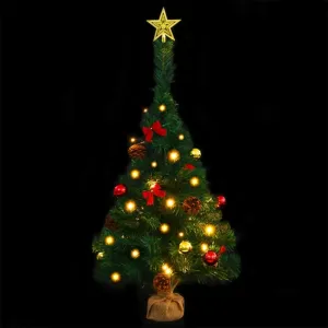 Artificial Christmas Tree with 20 LEDs, Easy Assembly Premium Spruce with Metal Stand and 60 Branchs for Home,Office,Party,Holiday Indoor Outdoor Decoration