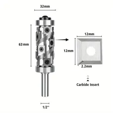 Top&Bottom Bearing Flush Trim Router Bit 1/2 Shank with 12PCS Carbide Inserts Woodworking Templates Patterns Bits Industrial Grade Trimmer Cutting Tools