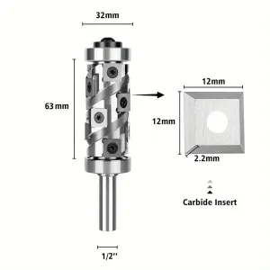 Top&Bottom Bearing Flush Trim Router Bit 1/2 Shank with 12PCS Carbide Inserts Woodworking Templates Patterns Bits Industrial Grade Trimmer Cutting Tools