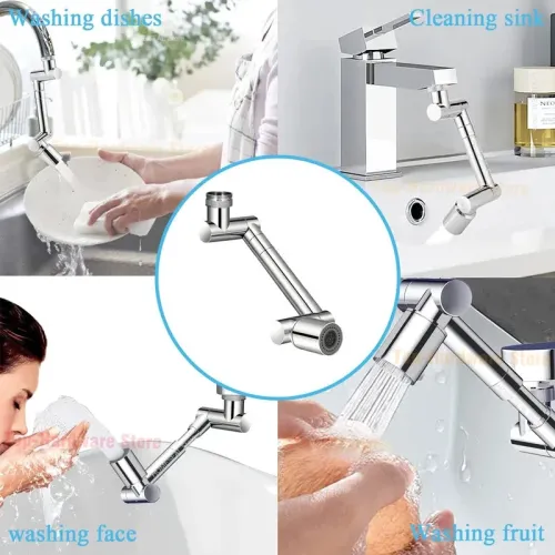 1440 Rotatable Scalable Metal Faucet Aerator Bathroom Tap Splash-proof Bubbler Faucet Filter Nozzle Tap Saving Water Extender