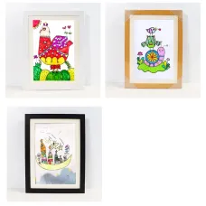2pcs Children's Art Frames A4 Front Hole Art Frame for Kids 2 Wooden Picture Frames for 50-200 Photos