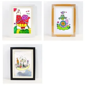 2pcs Children's Art Frames A4 Front Hole Art Frame for Kids 2 Wooden Picture Frames for 50-200 Photos