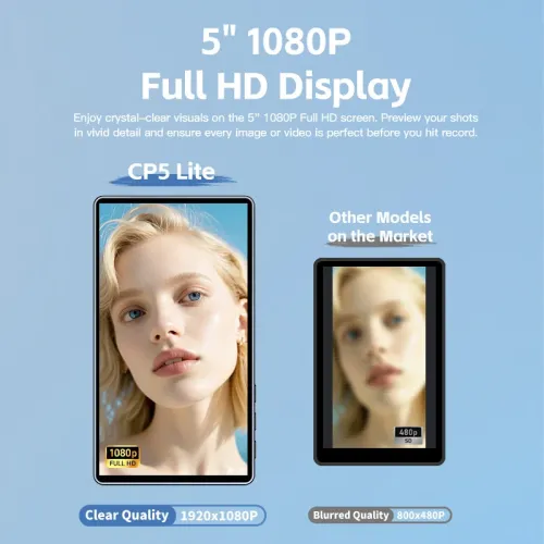 SHIMBOL CP5 Lite 5" Vlog Selfie Phone Monitor Screen 1080P FHD Phone Rear Camera Selfie Monitor for iPhone 16 15 for SAMSUNG for HUAWEI