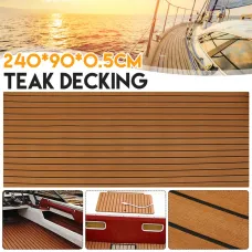 ELuto 240cm x 90cm x 5mm EVA Foam Teak Decking Sheet Boat Yacht Floor Mat Self-Adhesive Marine Flooring Faux Carpet Sticker Non-slip