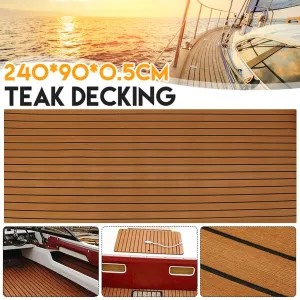 ELuto 240cm x 90cm x 5mm EVA Foam Teak Decking Sheet Boat Yacht Floor Mat Self-Adhesive Marine Flooring Faux Carpet Sticker Non-slip