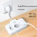 W602U EU Plug Extension Power Strip with 2 Power Sockets+3USB-A+USB-C Fast USB Charging Interface Multi-Outlet Wall Socket with LED Touch Switch for Home and Office