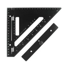 Aluminum Alloy Triangular Ruler Ambidextrous Medium Point 7 Inch Square Protractor Miter Tool for Carpenters Woodworking Drafting Engineering