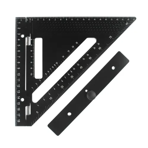 Aluminum Alloy Triangular Ruler Ambidextrous Medium Point 7 Inch Square Protractor Miter Tool for Carpenters Woodworking Drafting Engineering