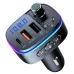 T65 bluetooth V5.0 FM Transmitter 18W PD + QC3.0 USB Car Charger 9 Colors Atmosphere Lights Siri Voice Control Hands-free Calls Digital Display Wireless Radio Adapter Music Play Car Kit