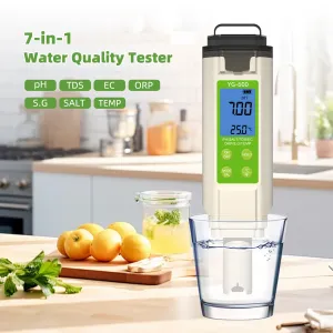 7-in-1 Water Quality Tester YG-600 Digital pH Meter EC TDS Salt ORP Temperature Tester for Aquarium Pool Hydroponics Accurate Measurement