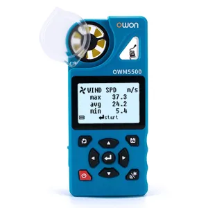OWON OWM5500 Smart Anemometer 7 Types of Measurements 8000 Sets Data Storage USB Type-C Rechargeable Lithium Battery Energy Efficient APP Remote Control Data Analysis