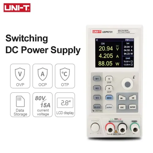 UNI-T UDP6731 DC Power Supply 0-80V 0-15A 360W Digital Programmable Power Supply Low Ripple RS-232 Communication Adjustable Voltage and Current