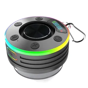 T7 IPX7 Waterproof Speaker RGB Portable bluetooth Speaker with Suction Cup Stereo Subwoofer LED Display TWS Hands-free Call FM Radio Indoors Outdoors Speakers for Bathroom Party