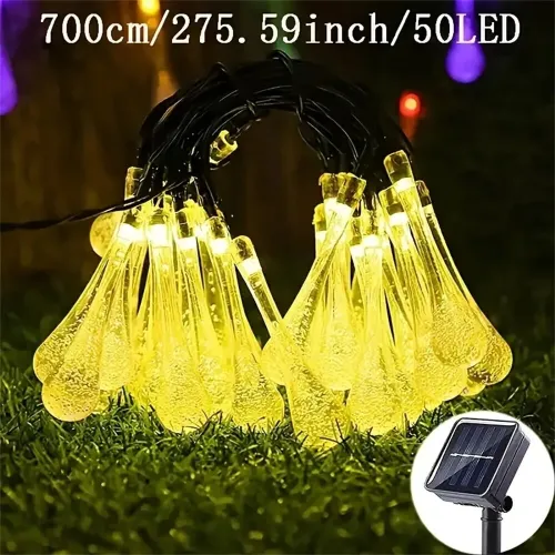 IPRee 7 Meter/50 LESolar Droplet Lights String Outdoor Waterproof Garden Lawn Paths Fencing Wedding Party Holiday Decora Solar Powered Light