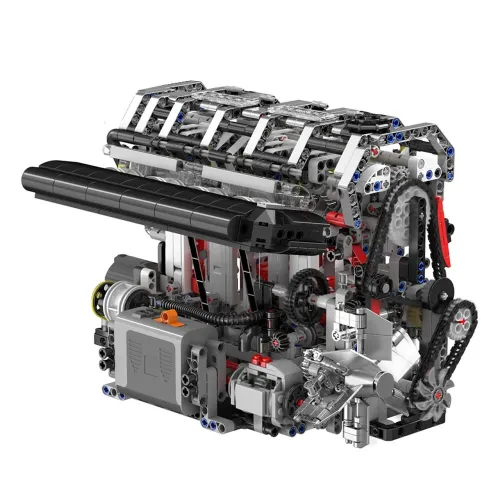 Mould King 10087 L4 Gasoline Engine Model Building Block Technical Car Motorised Inline 4-cylinder Brick Assembly Kit 1787+PCS Science Education Discovery Toys Children Gifts