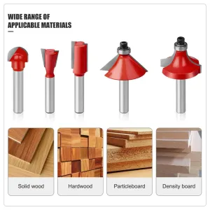 15PCS Woodworking Milling Cutter Set Tungsten Steel YG8 Alloy Blades Heat-Resistant Coating Multiple Shank Sizes for Precise Slotting and Trimming