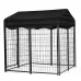 PawGiant Large Dog Kennel Outdoor Dog House with Roof 4ft x 4.2ft x 4.45ft Heavy Duty Metal for Large to Small Dog, Outside Dog Kennel Pet Crate Cage Playpen with UV-Proof Waterproof Cover