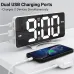 Smart LED Mirror Digital Clock Alarm Clock LED Digital Clock Auto Dimming Mirror Rechargeable Digital Clock for Bedrooms 4 Level Brightness&2 Level Volume