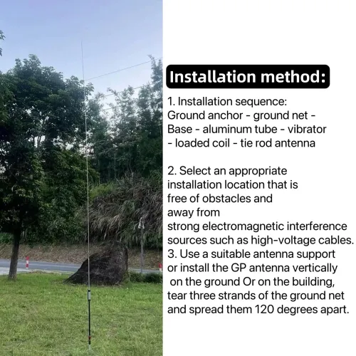 3.5-50MHz 80M-6M 10-band 100W HF Portable Shortwave GP Antenna 10-band Outdoor Shortwave Antenna for HF Shortwave Radio