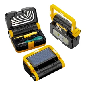 IPRee Multifunctional Folding LESolar Flashlight Dual Light Source Outdoor Camping Torch Built-in 18 Hardware Tools USB Rechargeable Outdoor Waterproof Emergency Lantern