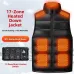 TENGOO 17 Zones Heated Vest USB Charging Winter Warm Down Sleeveless Jacket Outdoor Thermal Clothing Top for Men Women