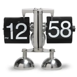 Vintage European Style Mechanical Flip Clock with Dual Feet Page Turning Clock Stainless Steel Double Foot Small Scales Flip Desk Clock Vintage Living Room Home Decoration
