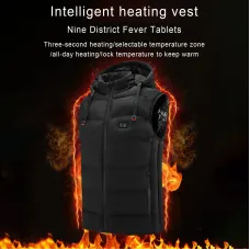 TENGOO HT-09 Heated Vest 9 Heating Areas Oversized Women Men Winter Vest Self Heating Hoodie Vest Usb Electric Thermal Vest Jacket Outdoor Vest