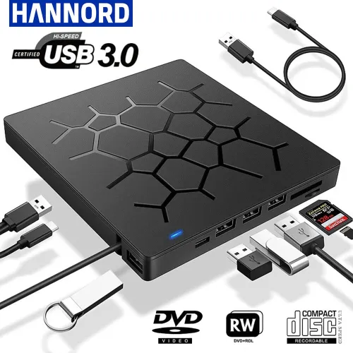 External CD/DVD Drive USB 3.0 Type-C 6 in 1 DVD Drive Player Optical Drive With SD/TF & USB3.0 Slots Optical Drives For PC Laptop