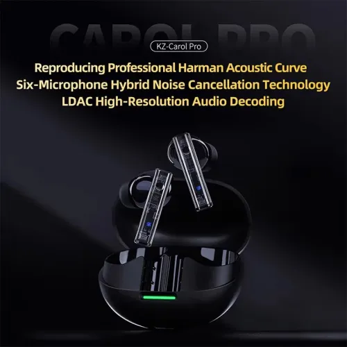 KZ Carol Pro ANC Earbuds Wireless bluetooth 5.4 Earphone 55dB Depth Noise Cancelling 6 Mic Call Noise Reduction LDAC Audio HiFi DSP Module 35H Playback 55ms Low Delay In-ear Sports Headphones