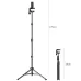 Ugreen LP897 1.75M Telescopic Floor Mobile Phone Stand bluetooth Tripod Selfie Stick Anti-shake Gimbal Aluminum Alloy Mount Stand for Live Streaming Video Shooting