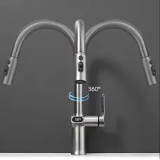 Temperature Digital LCD Display Pull Out Faucet Kitchen Single Handle Kitchen Sink Rotation Mixer Sprayer Hot And Cold Water Taps
